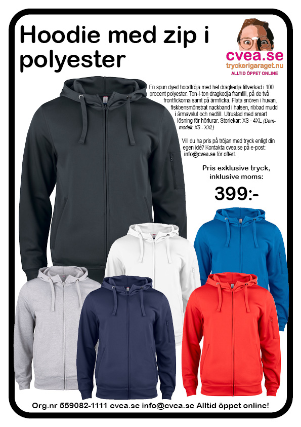 ziphoodie i polyester